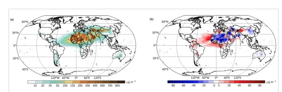Image: sand and dust geographical distribution map (s. sand and dust storms)