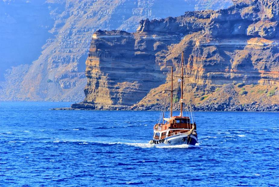 Image: Boat, Sea, Greece, Santorini (s. marine life)