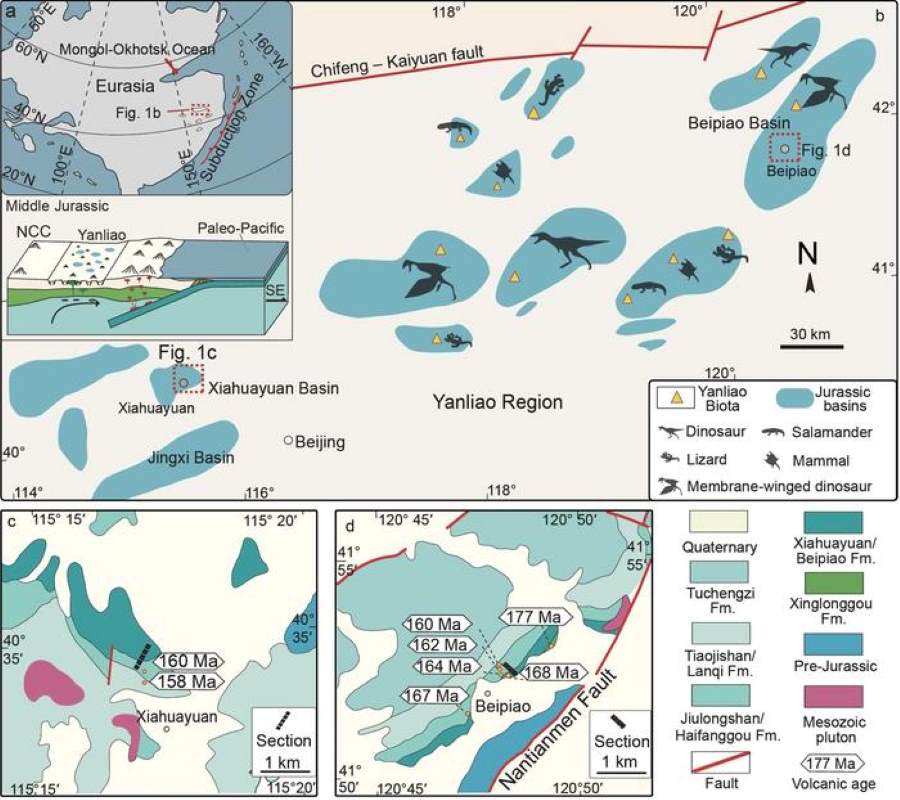 Image: Geological setting of the Yanliao Biota (maps) (s. science, climate, Muser)