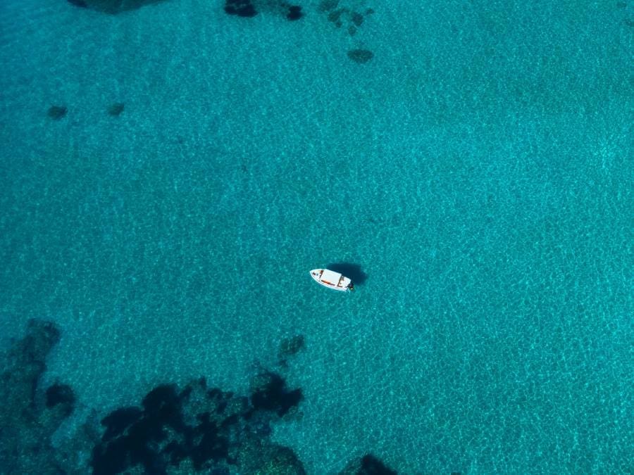 Image: Boat in Turquoise Sea (s. Greece, marine reserves)