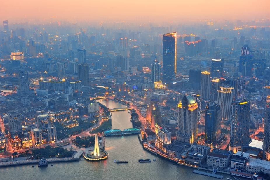 Image: Shanghai aerial at sunset