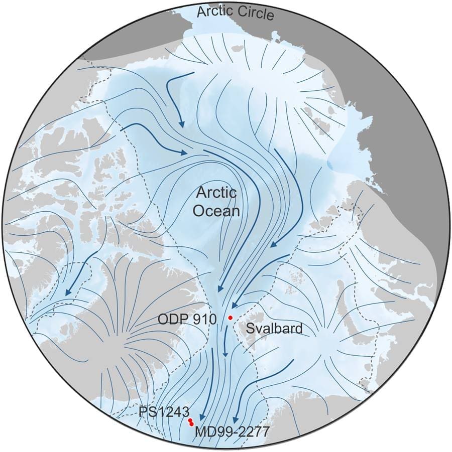 Image: Site locations and hypothesized pan-Arctic glaciation (s. Arctic Ocean)