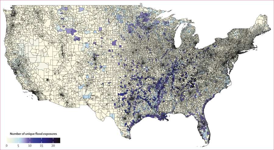 Image: Spatial trends in flood exposure across ZIP codes in the contiguous USA from 2000 to 2016 