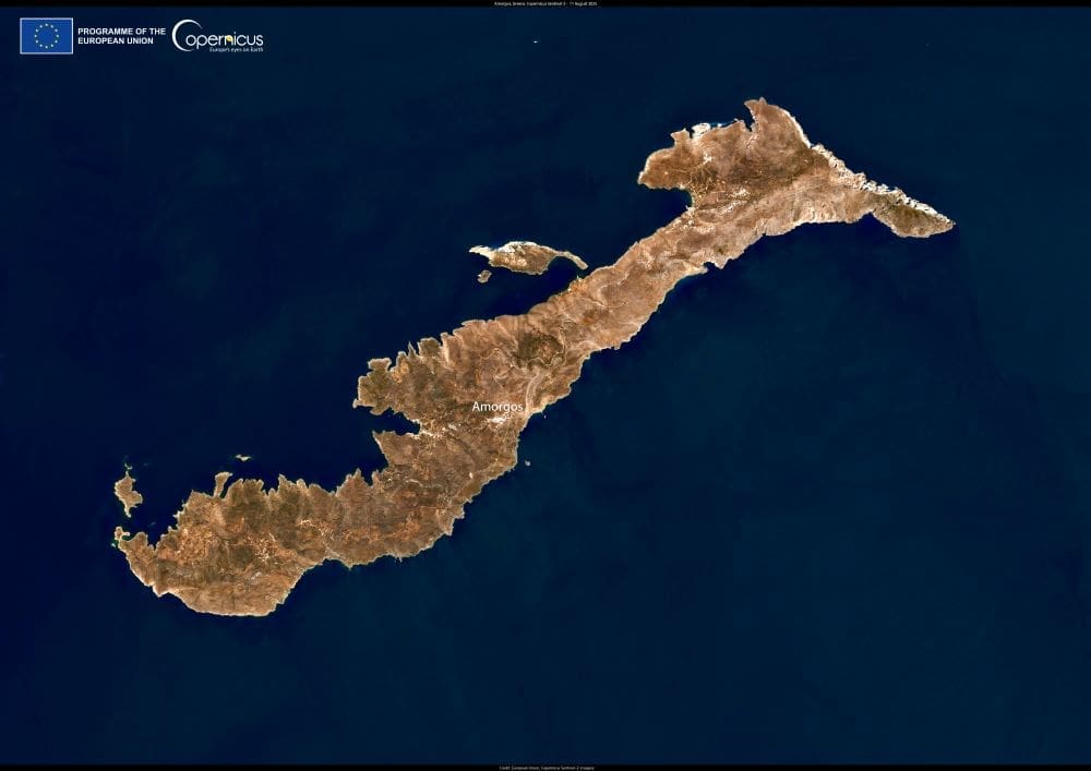 Satellite Image: Amorgos Island, Greece