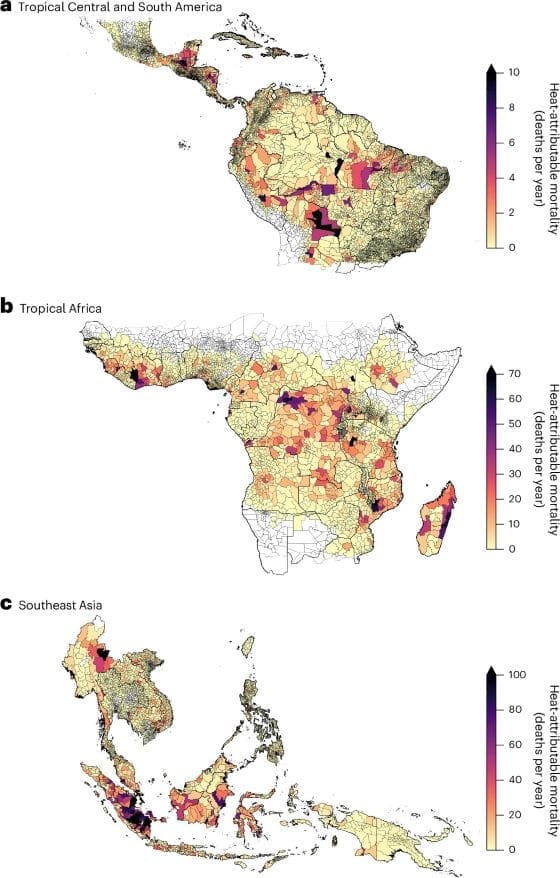 Deforestation linked to thousands of heat-related deaths in the tropics Image: Heat-related non-accidental mortality associated with deforestation-induced warming