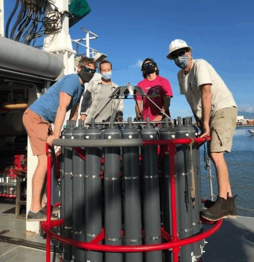 North Pacific subsurface waters acidifying faster than surface Image: Research team at sea
