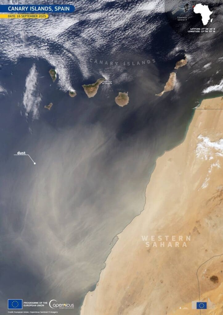 Image of the day: Saharan dust haze over the Canary Islands Satellite Image: Canary Islands, Spain (s. calima event)