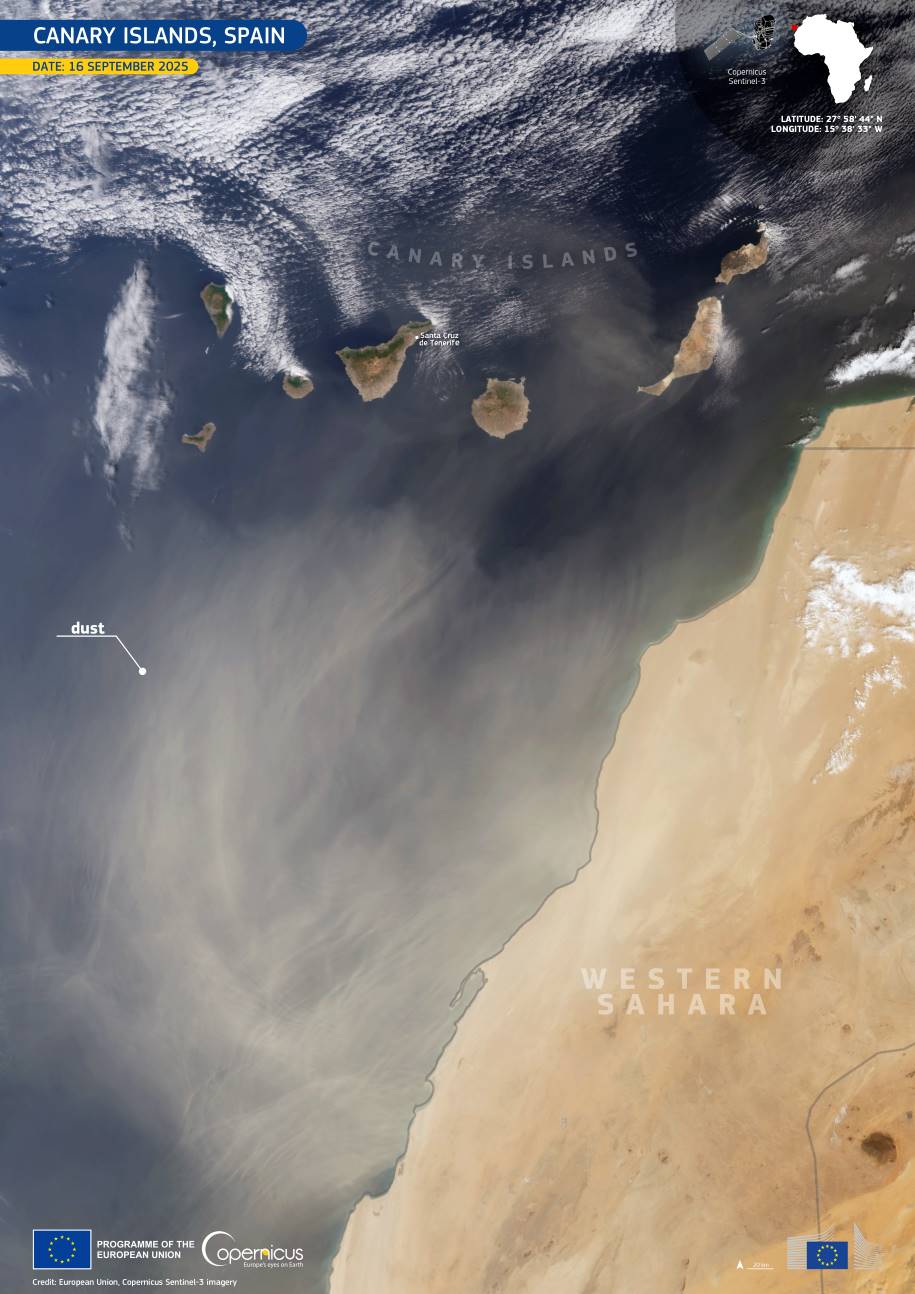 Image of the day: Saharan dust haze over the Canary Islands
