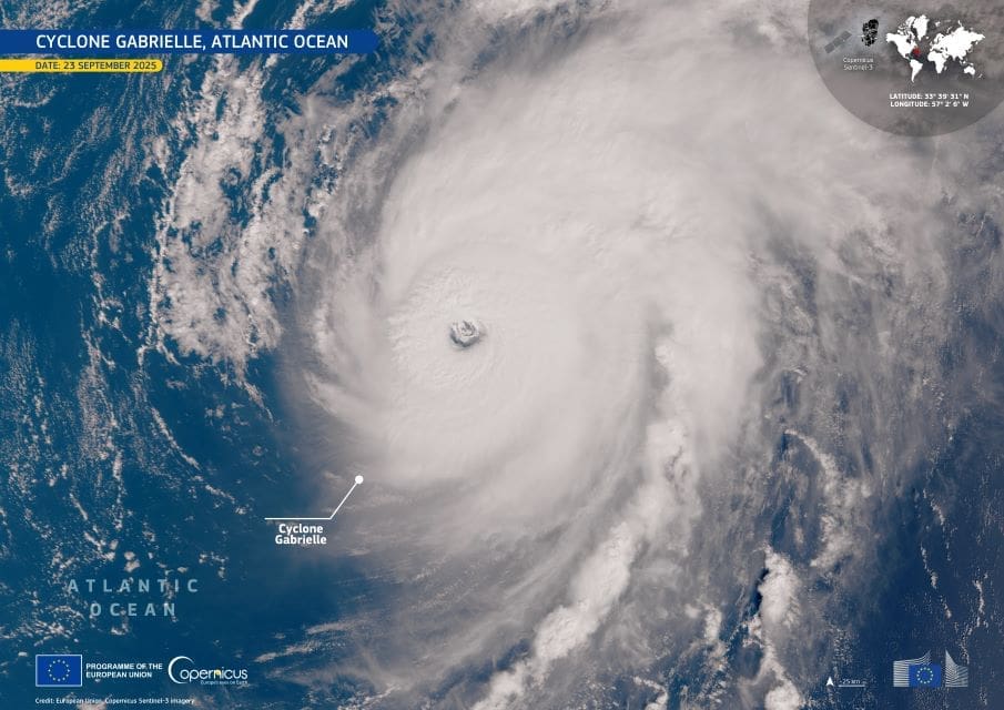 Image of the day: Cyclone Gabrielle over the Atlantic Ocean Satellite Image: Cyclone Gabrielle (23 September 2025)