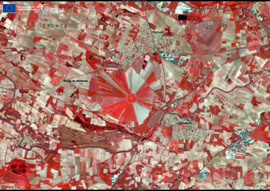 Satellite Image: The Étang de Montady, France