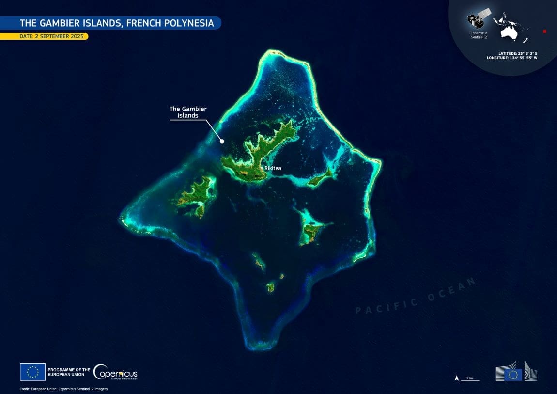 Satellite Image: The Gambier Islands, French Polynesia