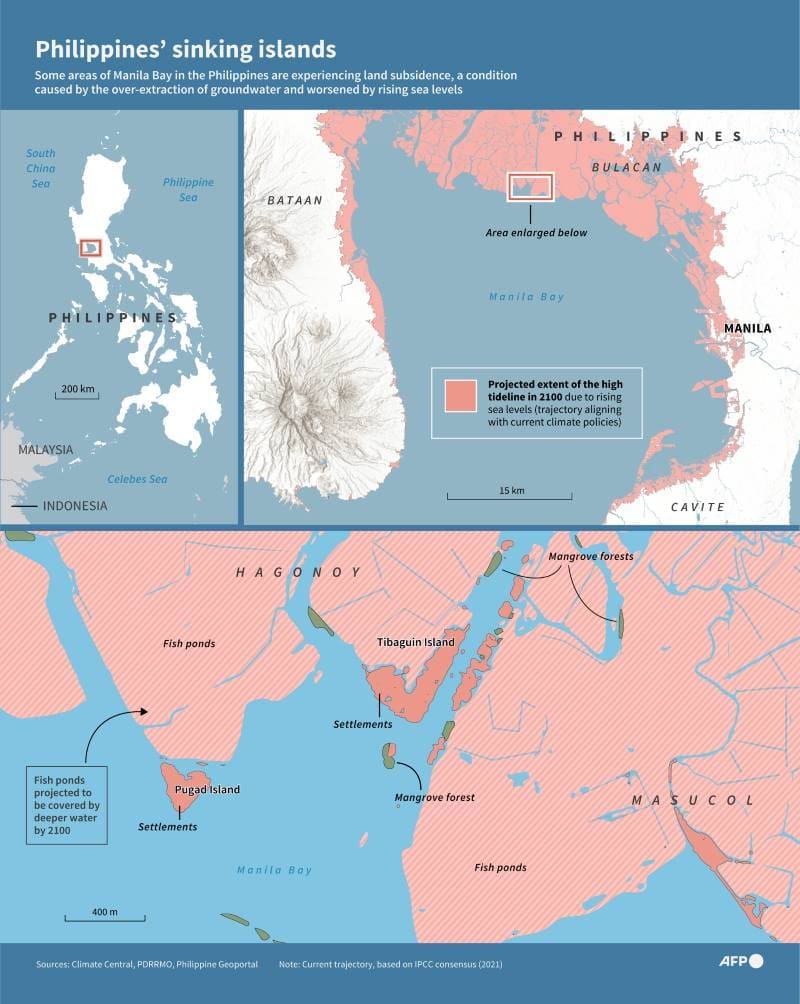 Image: Infographic map showing projected sea level rise in Manila Bay, the Philippines 