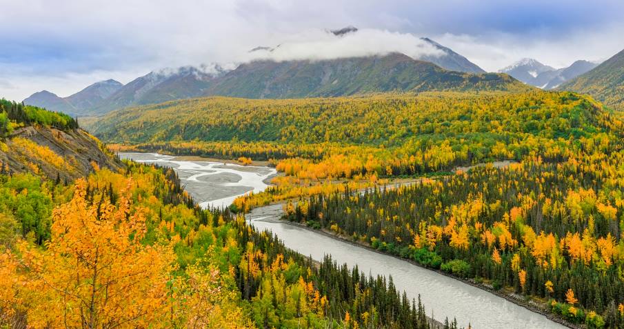 Image: Aerial view of a river in Alaska