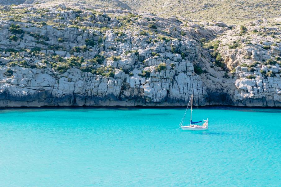Image: Boat sailing on the Mediterranean Sea