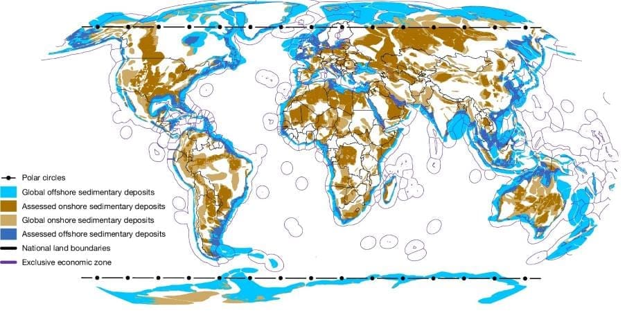 Image: Spatially explicit global carbon storage potential in sedimentary basins