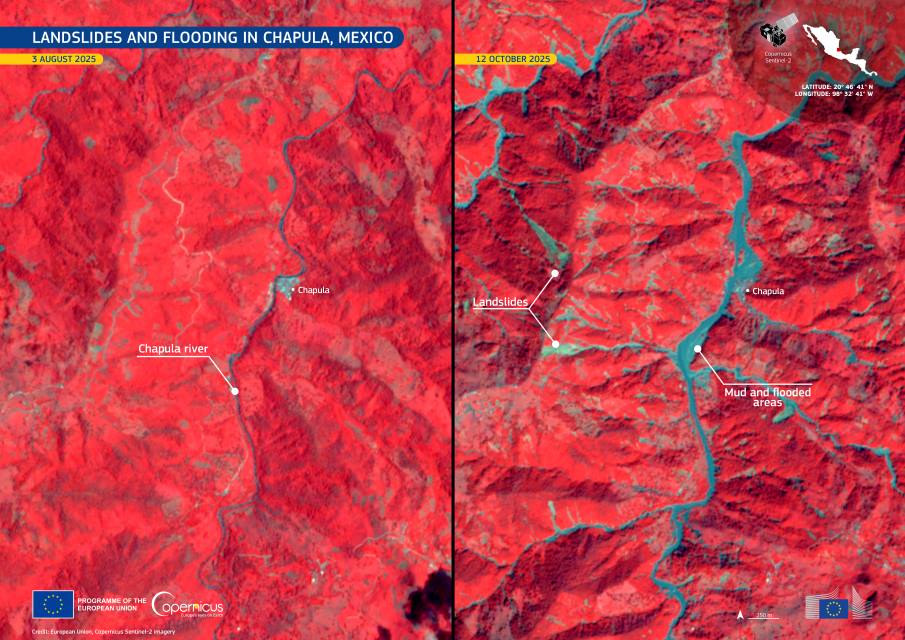 Image of the day: Floods and landslides devastate central Mexico Satellite Image: Chapula River, Mexico