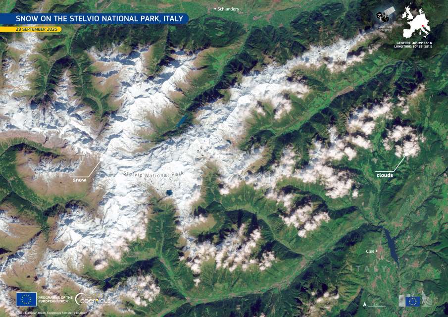 Image of the day: Early snow covers Stelvio National Park Satellite Image: Stelvio National Park, Italy