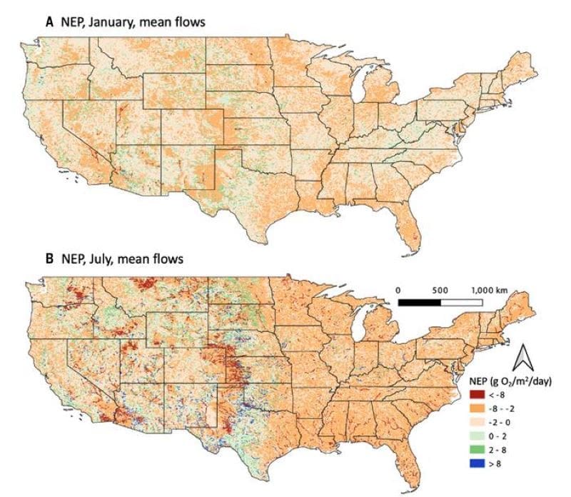 Image: Net ecosystem productivity in the contiguous United States in January and July 