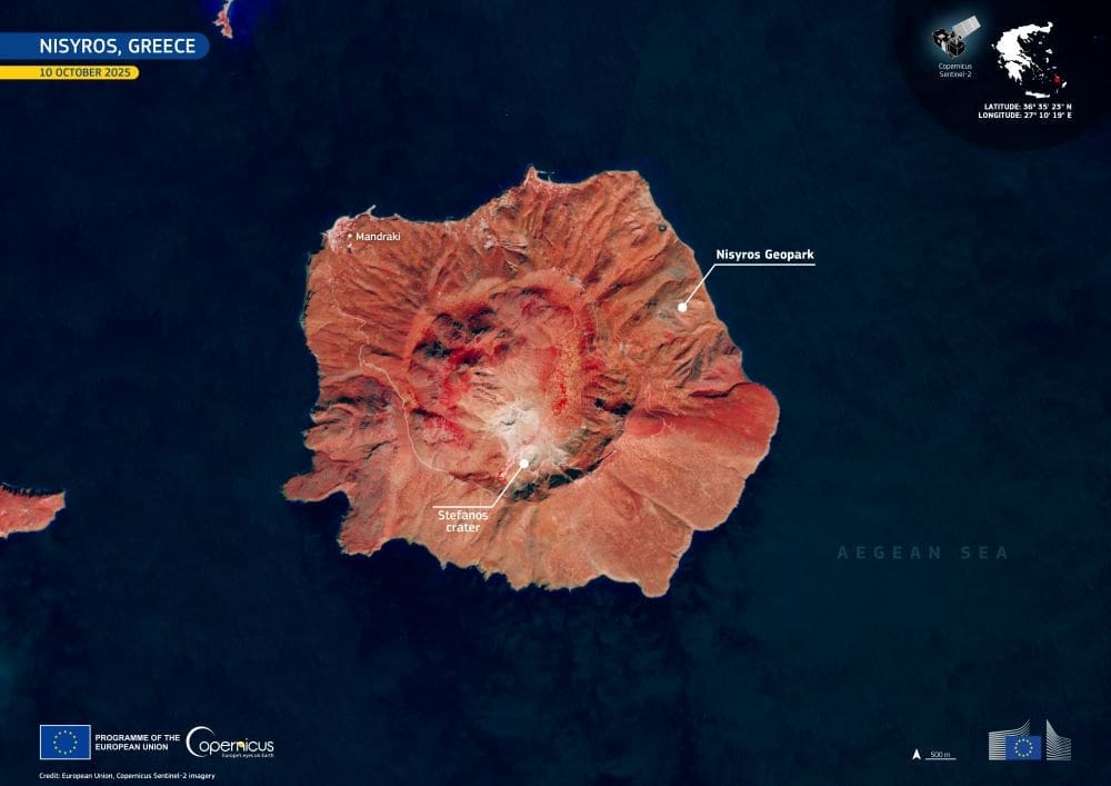 Image of the day: Nisyros island’s volcanic landscape Satellite Image: Nisyros, Greece