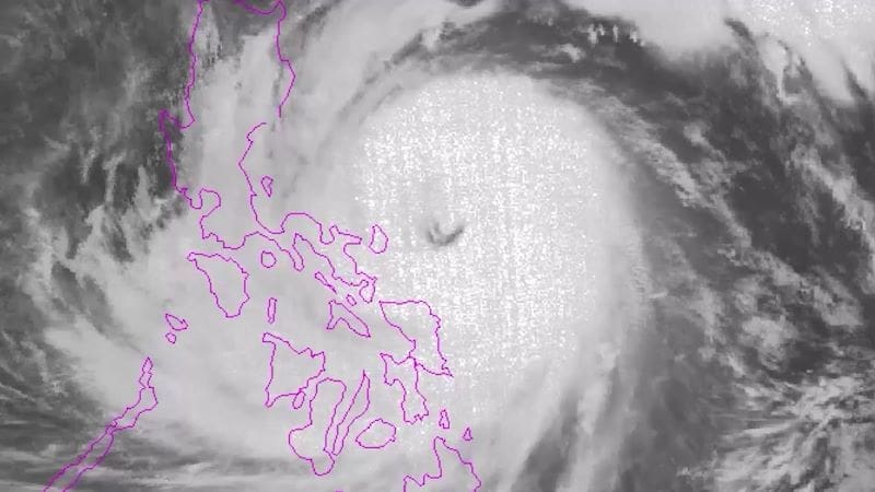 Philippines evacuates one million, woman dead as super typhoon nears Satellite Image: Typhoon Fung-wong, Philippines