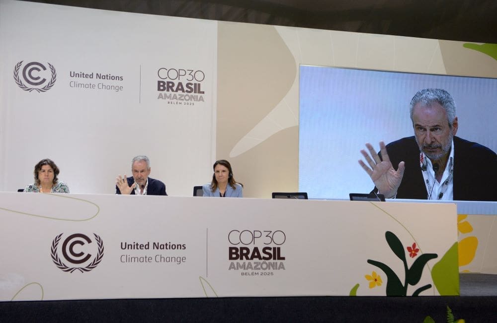 Image: COP30 President André Corrêa do Lago, COP30 CEO Ana Toni and Liliam Chagas, Director for Climate at the Ministry of Foreign Affairs, attend a press conference during the 30th Conference of the Parties (COP30)
