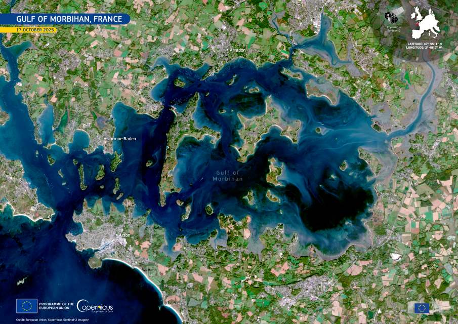 Image of the day: Tidal mosaic of the Gulf of Morbihan Satellite Image: Gulf of Morbihan, France