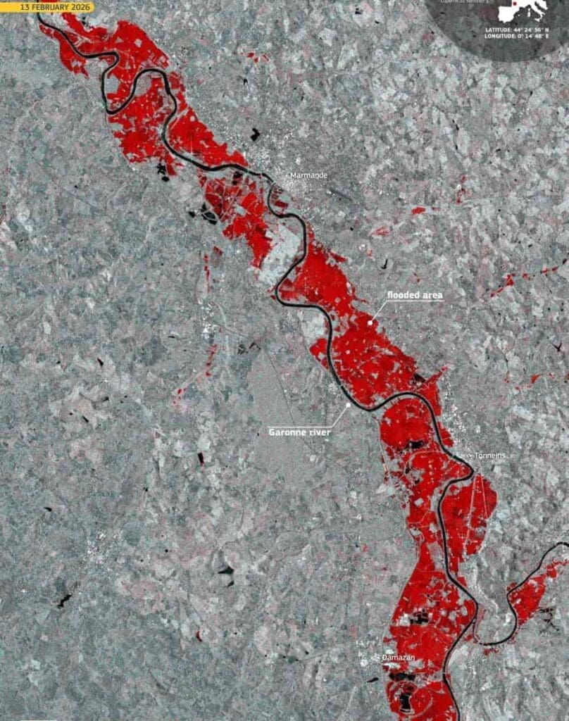 Satellite Image: Garonne River, France 