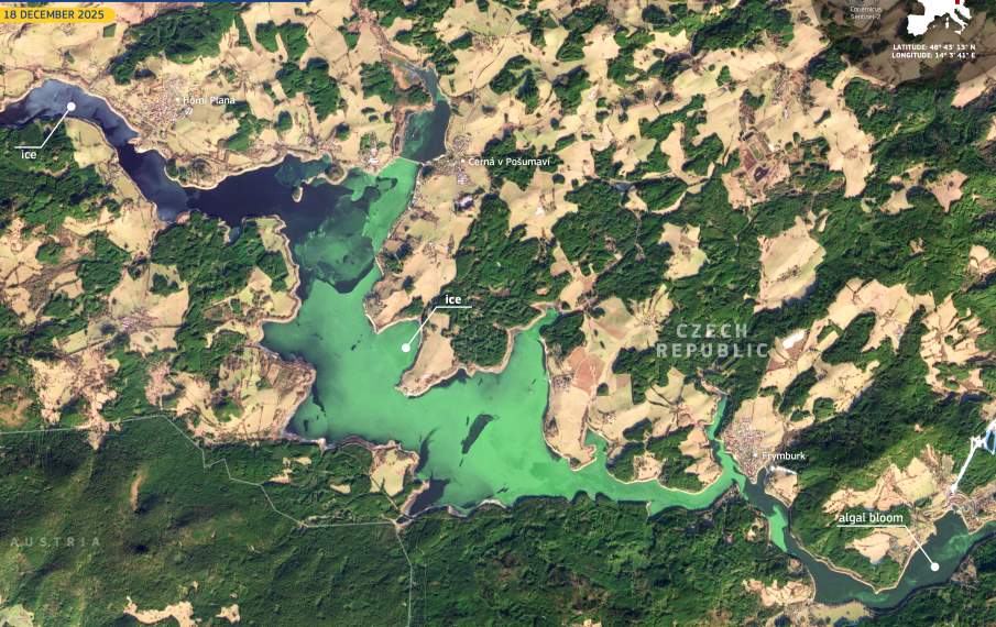 Satellite Image: Lake Lipno, Czech Republic