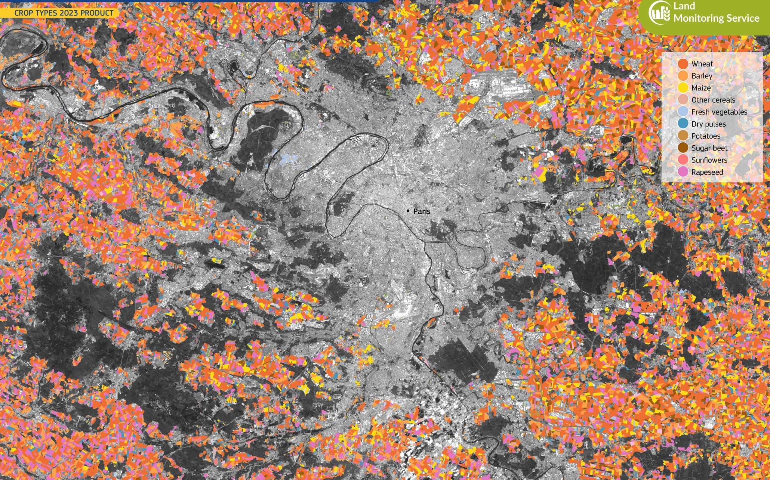 Satellite Image: Île-de-France, France (s. farmland)