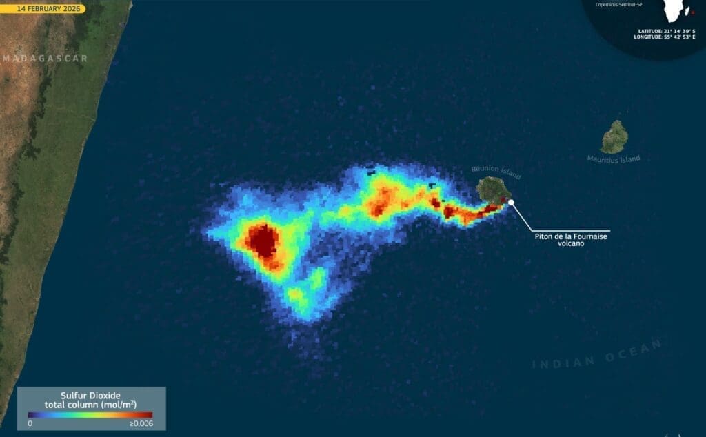 Satellite Image: Piton de la Fournaise volcano, Réunion Island