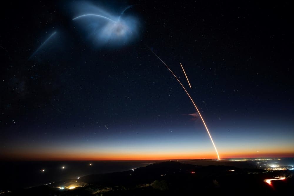 Image: SpaceX Falcon 9 rocket during the SAOCOM-1A mission night launch (2018)