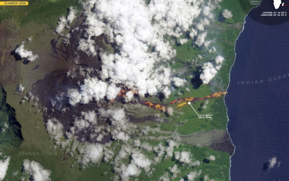 Satellite Image: Piton de la Fournaise, Réunion Island, France