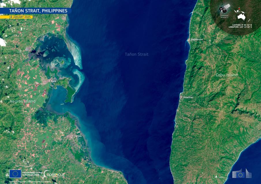Satellite Image: Tañon Strait, Philippines (s. World Seagrass Day)