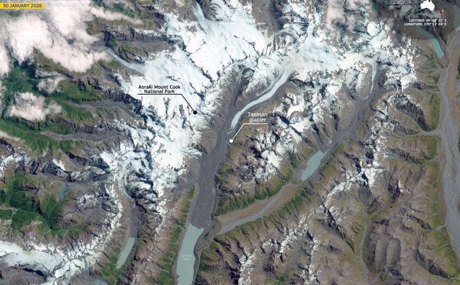 Satellite Image: Tasman Glacier, New Zealand