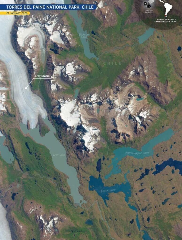 Satellite Image: Torres del Paine National Park, Chile 