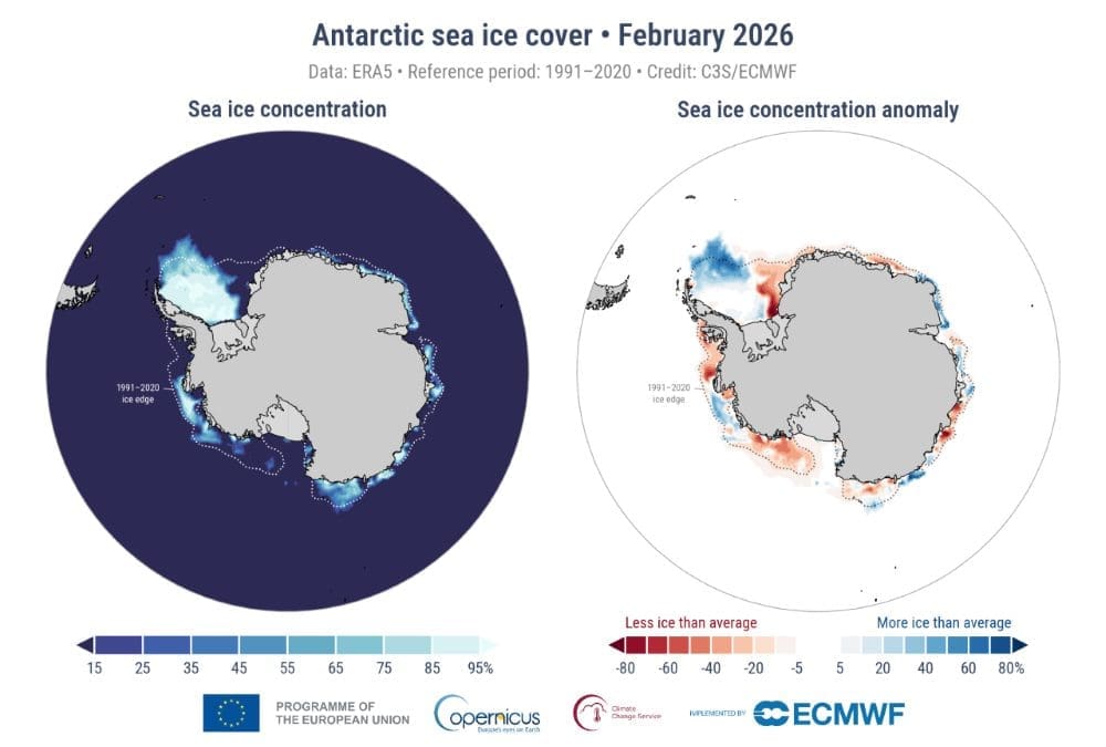 Image: Antarctic sea ice cover - February 2026