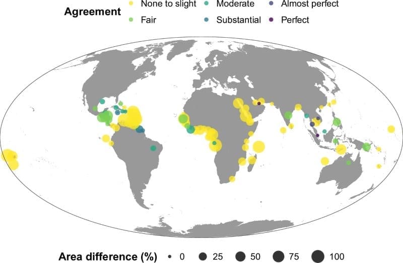 Image: Differences between global-scale landward and seaward prioritisations by country (s. coastal ecosystems, climate change)