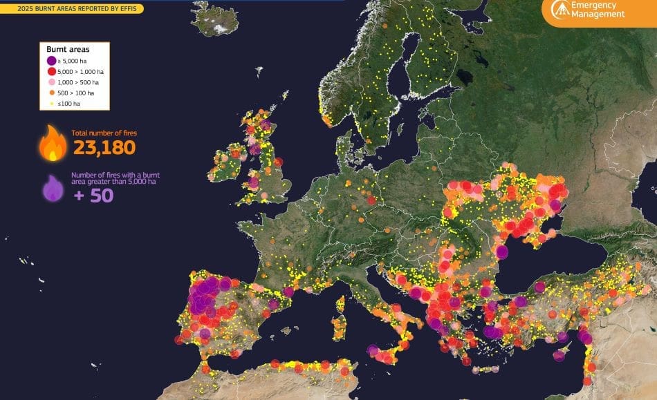 Image: Forest fires in Europe, Middle East and North Africa (2025)