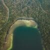 Image: aerial view of a lake and a forest (Little Shuswap Lake Road, Chase, BC, Canada)