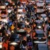 Image: Traffic congestion in Hanoi with cars and motorbikes after rain