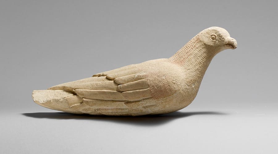 Image: Fig 1 - A small limestone pigeon sculpture from Cyprus dating to 600–480 BC (Cypro-Archaic II) - 'Uncovering the lives of rock doves (Columba livia) in Late Bronze Age Hala Sultan Tekke, Cyprus'