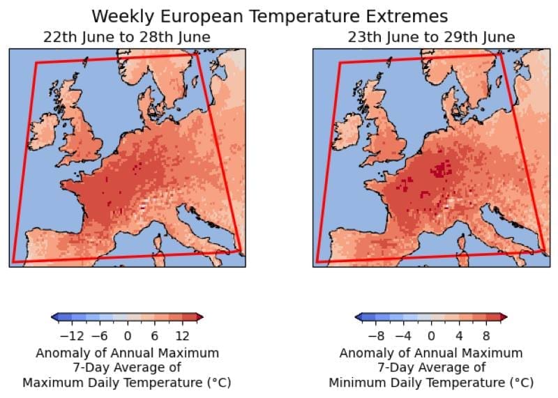 Image: Figure 1 - 'Fossil fuel emissions have rapidly worsened European heatwaves in just a few decades'