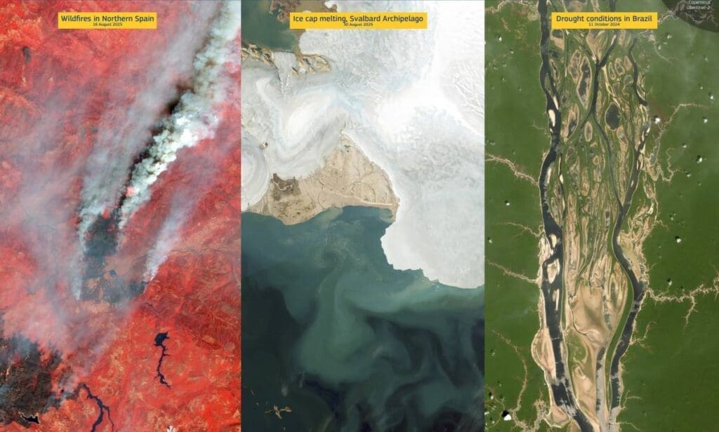 Satellite Images: Brazil, Spain and Svalbard Archipelago (s. a changing planet through the lens of satellites )