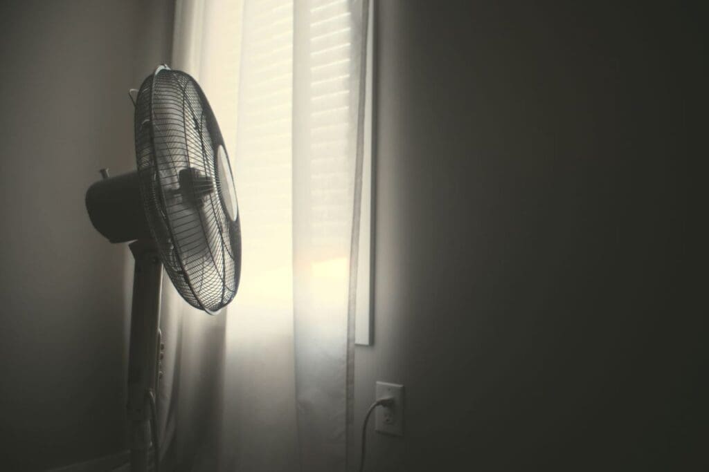 Major power outage in France as Europe wilts under record heat Image: white wall fan turned on near white window blinds
