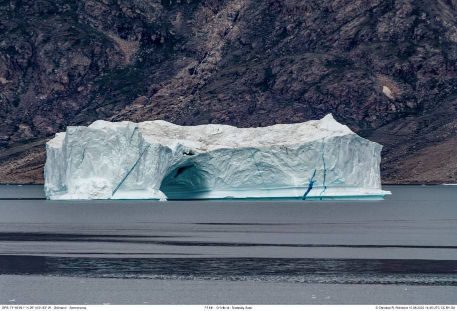 Arctic iceberg traffic has surged since 2000, reshaping deep-sea biodiversity Image: Iceberg, observed from Polarstern on 10-08-2022 near 71.18°N and 25.21°W
