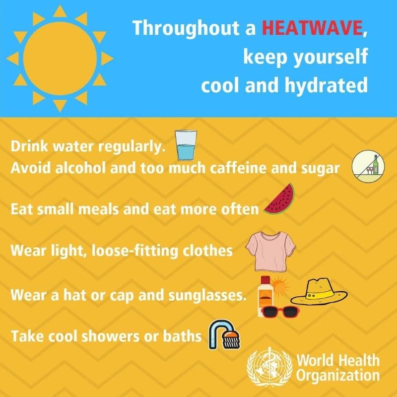 Image: infographic - Throughout a heatwave, keep yourself cool and hydrated