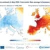 Image: map - Average daily surface air temperature anomaly for (left) 11-19 May 2026 and (right) 21–30 May 2026 relative to the corresponding average for the period 1991-2020 (s. hottest May)