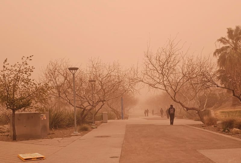 Intense sand and dust storms struck China, US in 2025: UN Image: dust in El Paso campus (USA) on 6 March 2025 (s. sand and dust storms struck US in 2025)